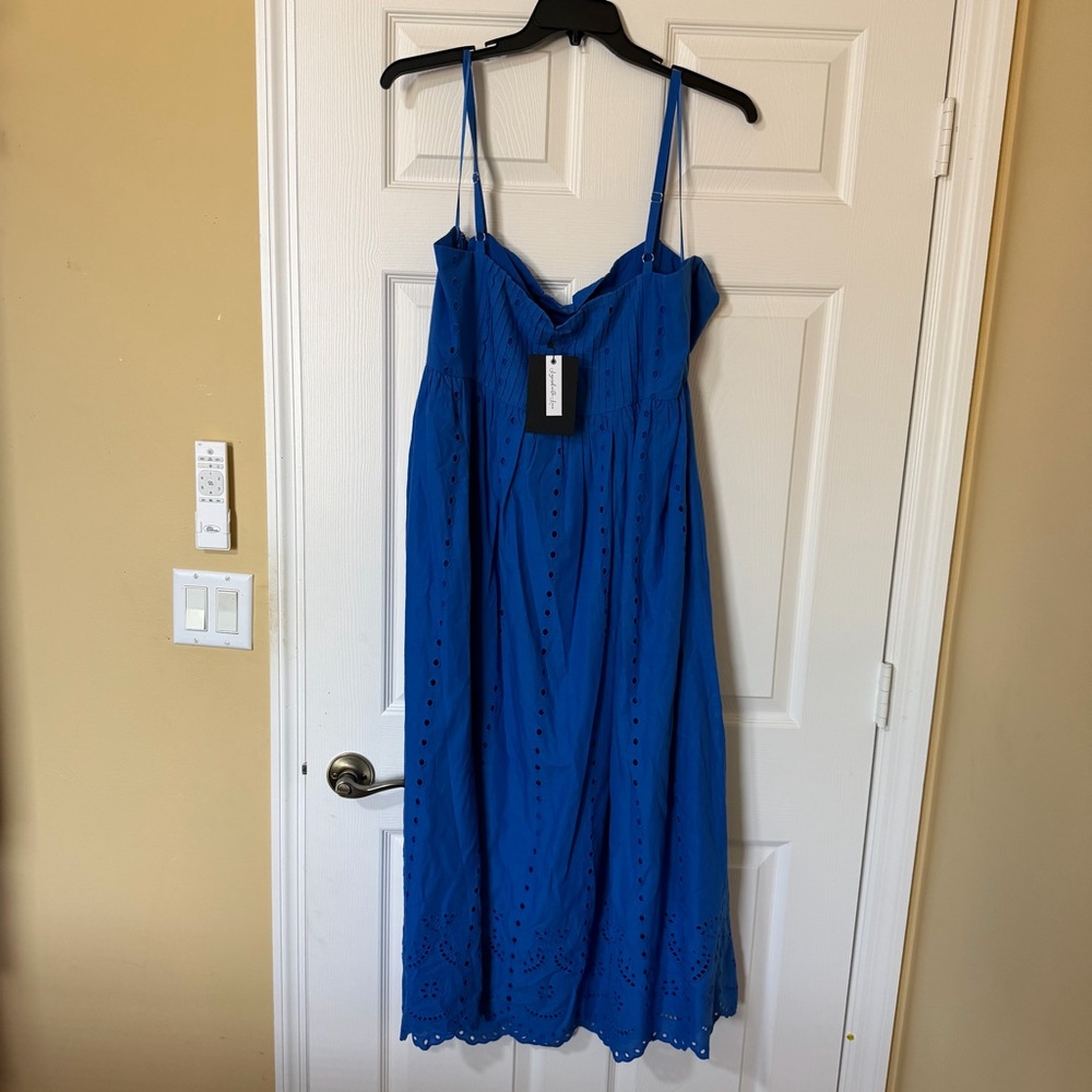 Layered with Love Cobalt Poppy Cotton Eyelet Embroidered Sleeveless Dress 2X - Picture 7 of 8